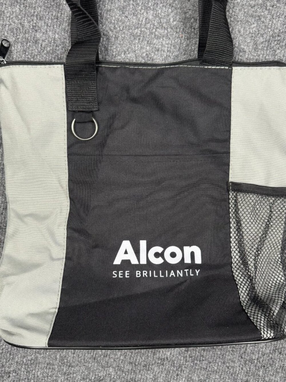 Unisex Alcon "See Brilliantly" Black and Grey Zip Tote Bag - Picture 9 of 10